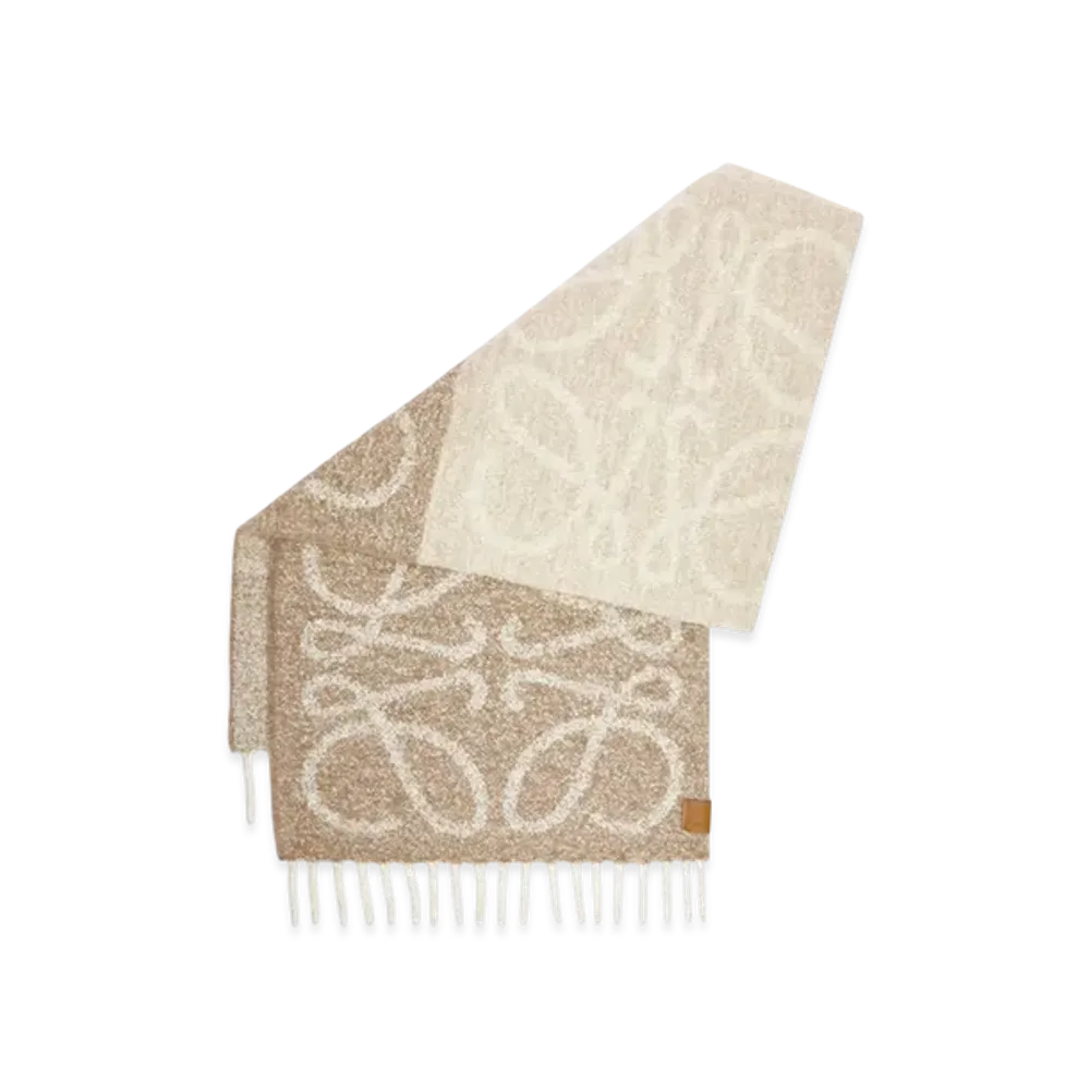 LOEWE Anagram Scarf "Beige/White"