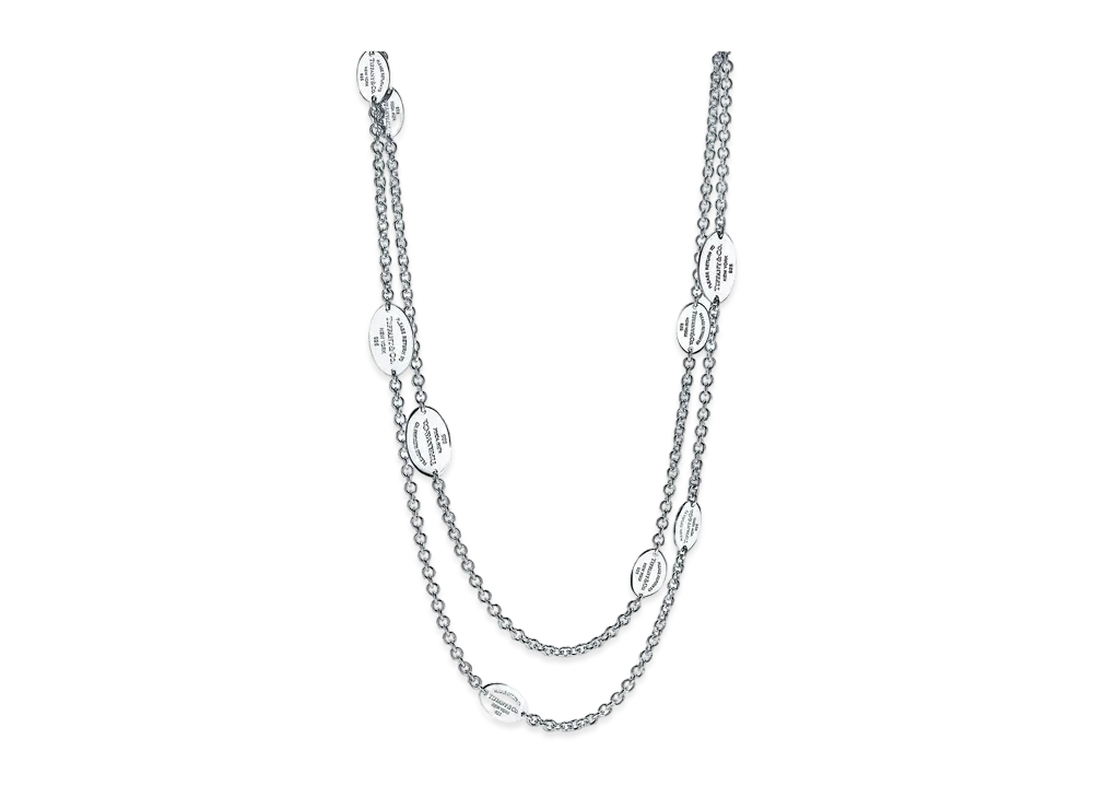 Tiffany & Co. Return to Tiffany Oval Tag Station Necklace "Silver"