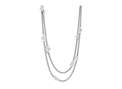 Tiffany & Co. Return to Tiffany Oval Tag Station Necklace "Silver"