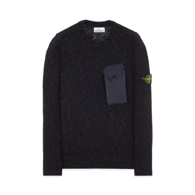 Stone Island 532D3 COTTON WOOL MELANGE + FABRIC POCKET "Blue"
