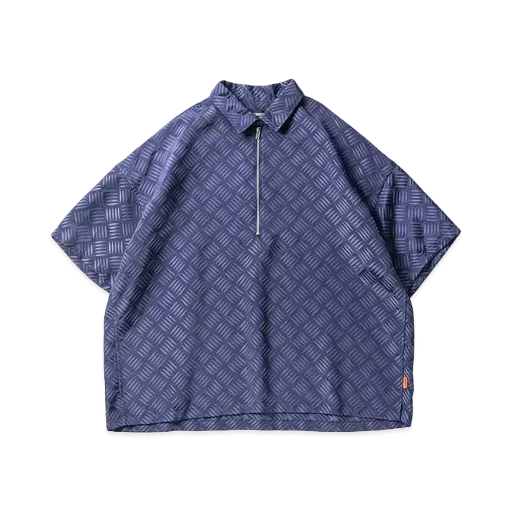 TIGHTBOOTH Checker Plate Half Zip Shirt "Purple"