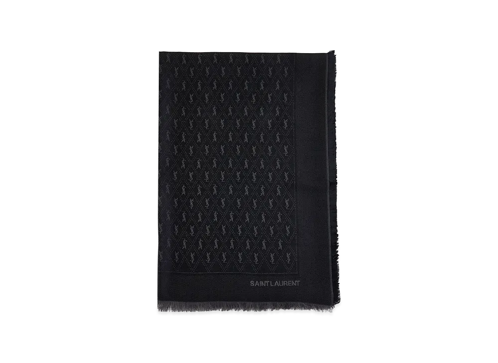 Saint Laurent YSL Monogram Scarf "Black"