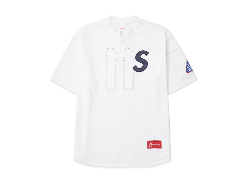 Supreme S Logo Baseball Henley "White"