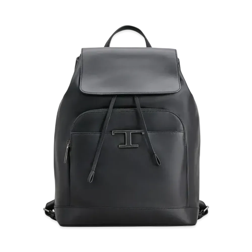 TOD'S T Timeless Backpack in Leather Medium "Black"