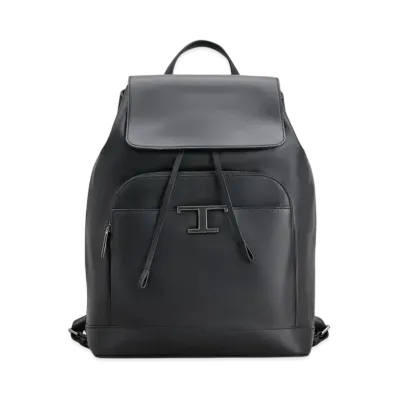 TOD'S T Timeless Backpack in Leather Medium "Black"
