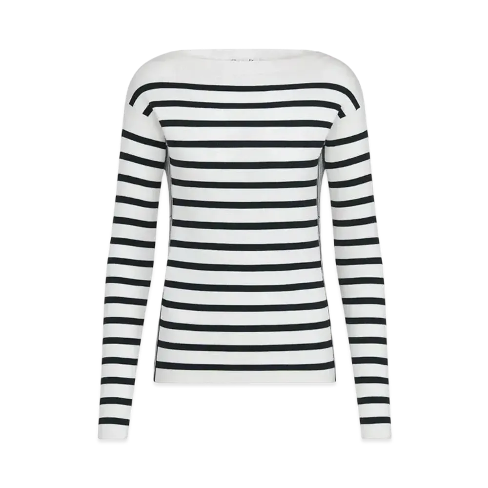 Dior Women's Mariniere Sweater Cotton Knit with Dior Women's Graphique Motif "White/Navy Blue"