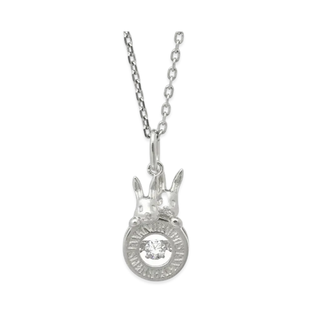FR2 Dancing Stone Round Logo Necklace "Silver"
