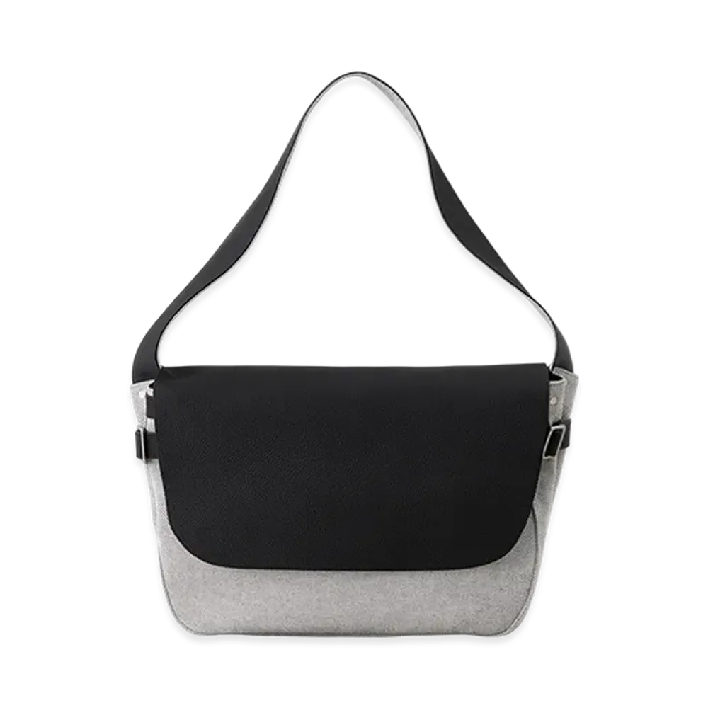 NICENESS Hefner Oxford Cotton Canvas Postman Bag "Black"
