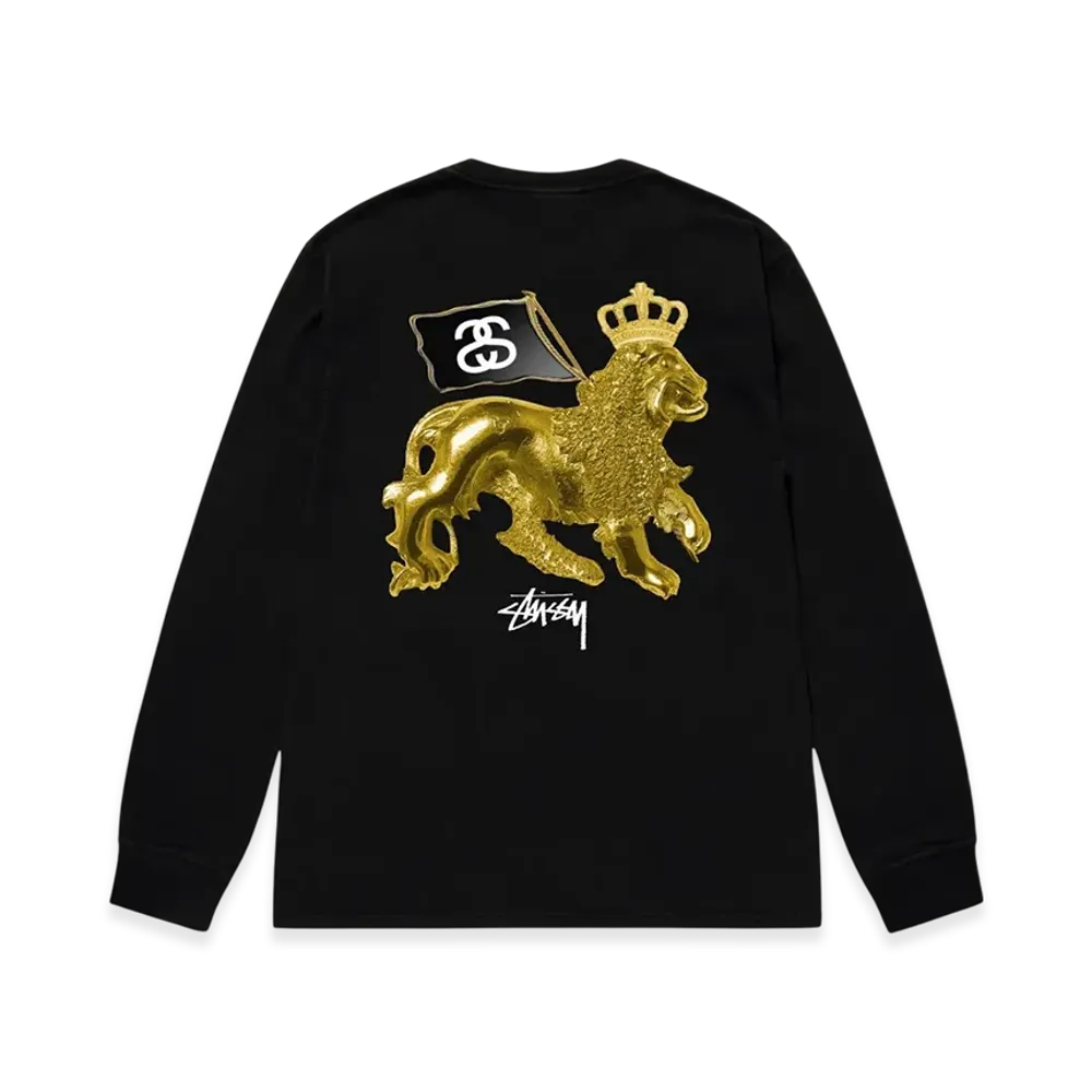 Stussy Gold Lion LS Tee "Black"