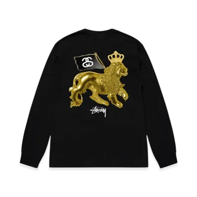 Stussy Gold Lion LS Tee "Black"