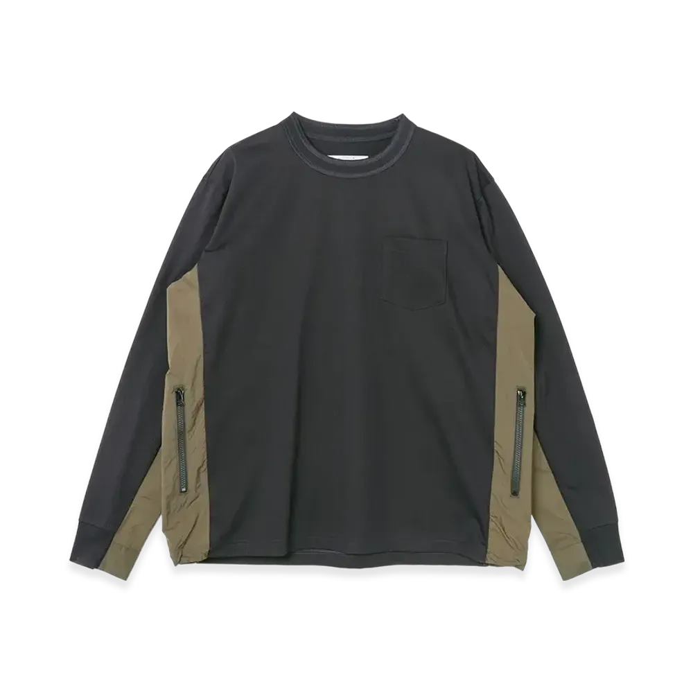 sacai Cotton Jersey L/S T-shirt "Navy/Khaki"