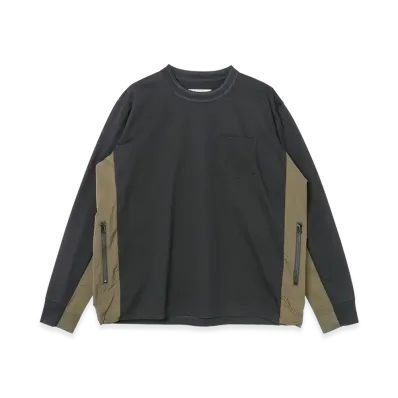 sacai Cotton Jersey L/S T-shirt "Navy/Khaki"