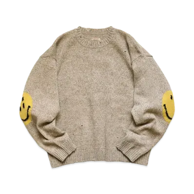 KAPITAL 7G WOOL HAPPY CREW SWEATER "Beige"