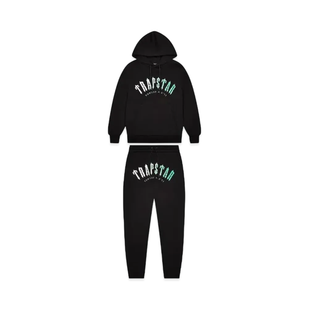 TRAPSTAR Decoded Hooded Gel Tracksuit "Black/Teal"