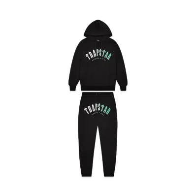 TRAPSTAR Decoded Hooded Gel Tracksuit "Black/Teal"
