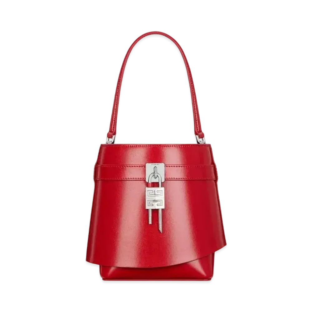 GIVENCHY Shark Lock Bucket Bag In Box Leather "Red"
