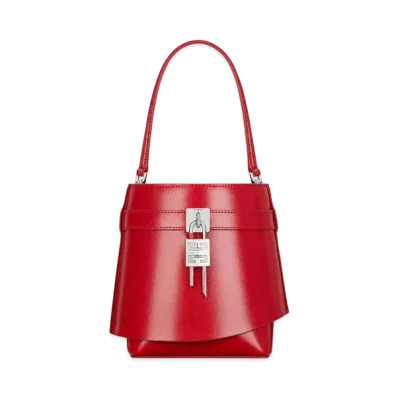 GIVENCHY Shark Lock Bucket Bag In Box Leather "Red"