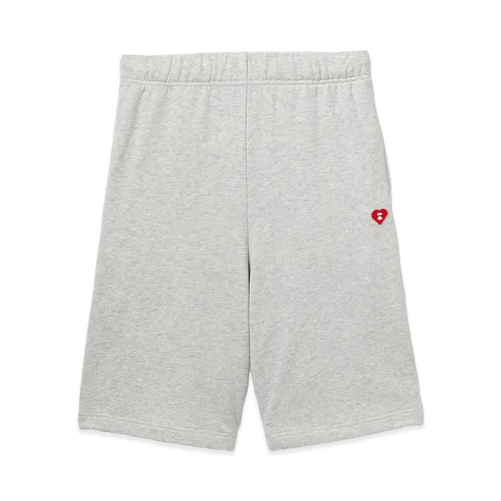 A BATHING APE Women's Heart Badge Sweat Shorts "Gray"