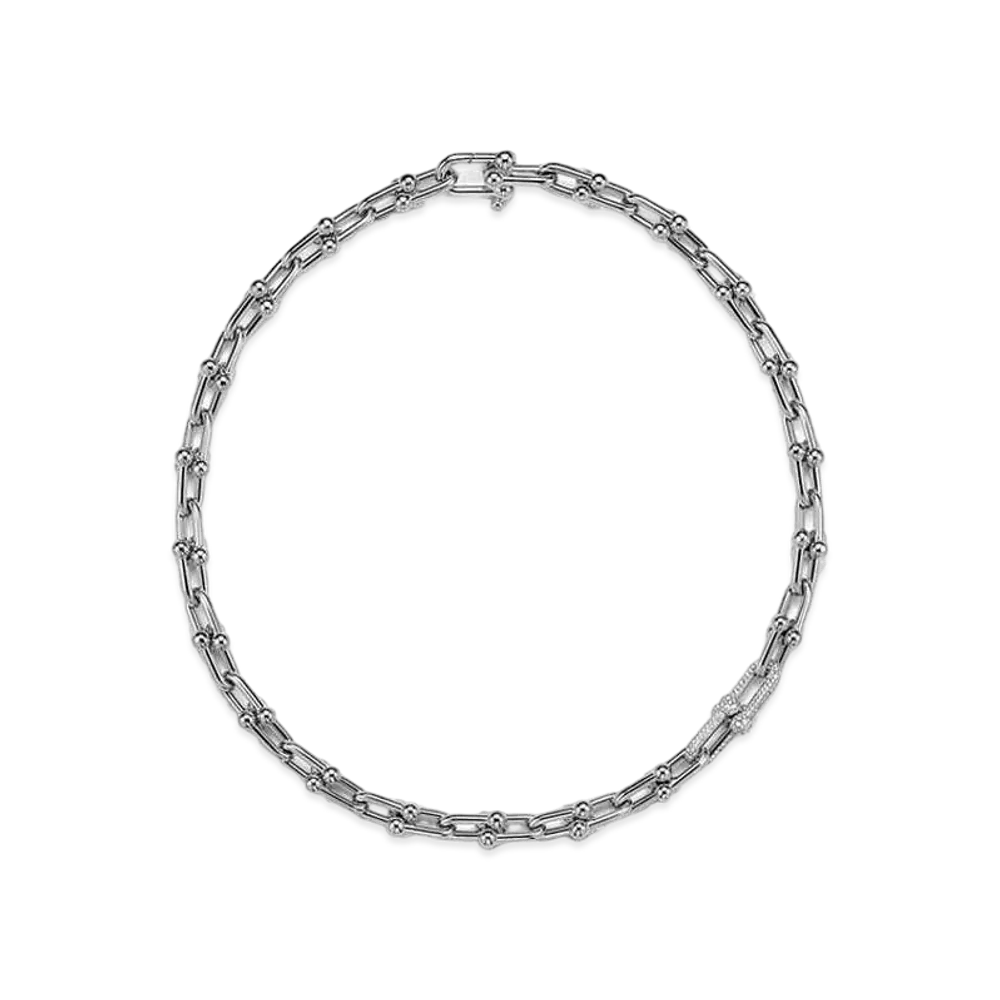 Tiffany & Co. Tiffany HardWear Medium Link Necklace with Diamonds 18K "White Gold"