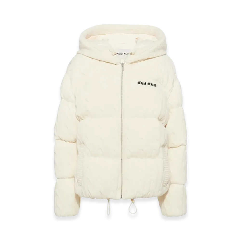 MIU MIU Women's Padded Cashmere Wool Down Jacket "Natural"