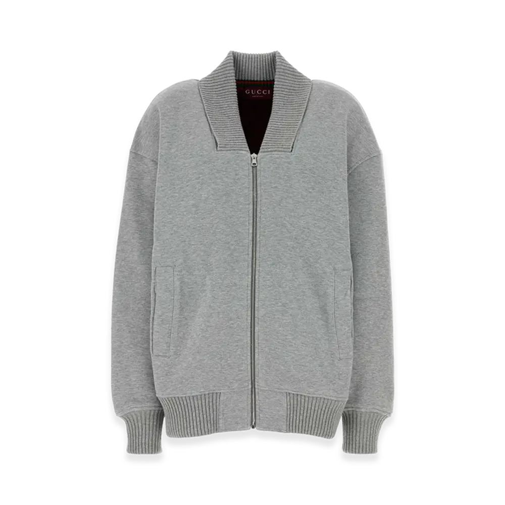 GUCCI Women's Cotton Blend Bomber Jacket "Gray"