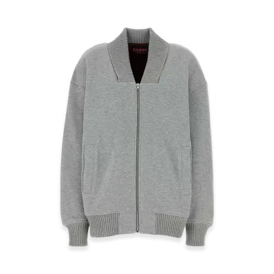 GUCCI Women's Cotton Blend Bomber Jacket "Gray"