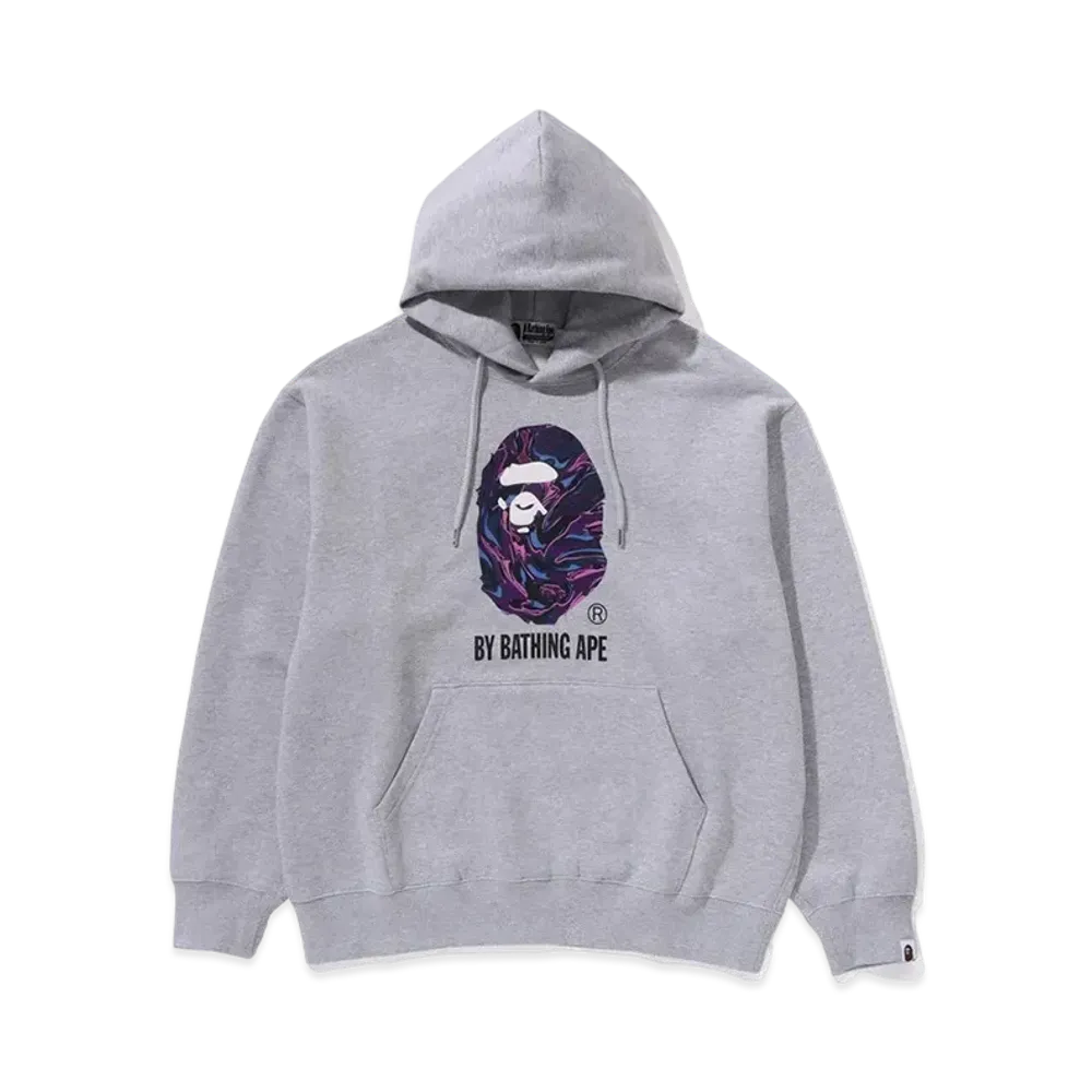 A BATHING APE Marbling Camo By Bathing Ape Relaxed Fit Pullover Hoodie "Gray"