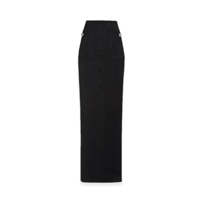 PRADA Women's Long Wool Satin Skirt "Black"
