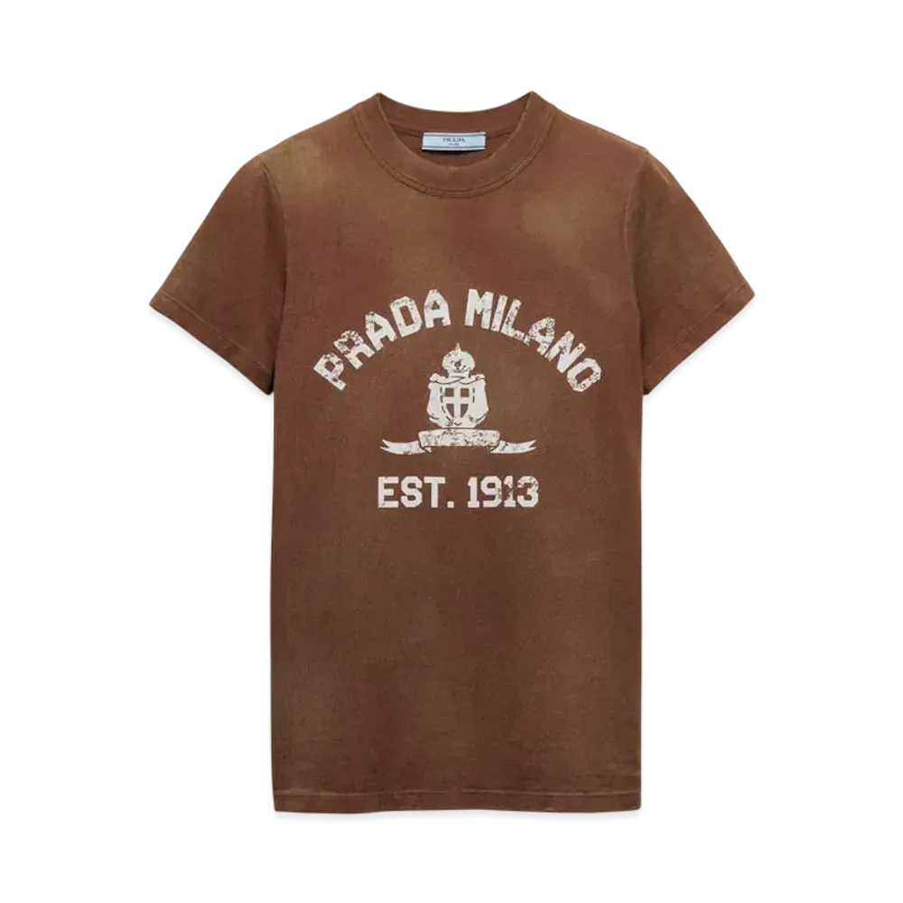 PRADA Women's Printed Jersey T-Shirt "Brown"