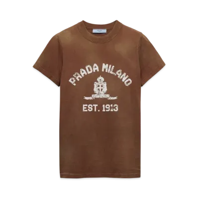 PRADA Women's Printed Jersey T-Shirt "Brown"