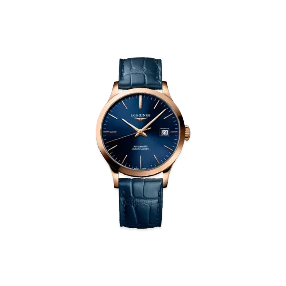 Longines Record Collection 38.50 mm "Blue Sun Ray/Pink Gold/Blue" L2.820.8.92.2