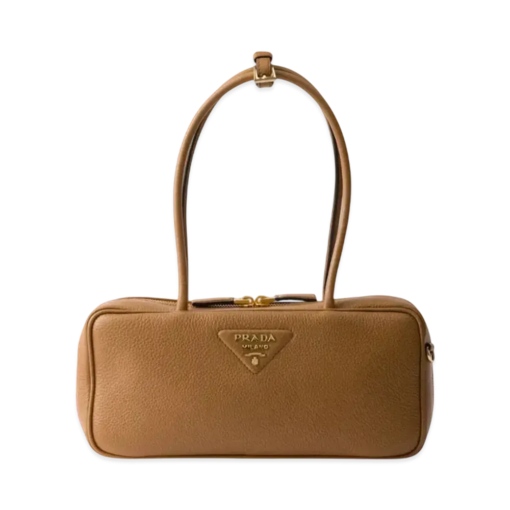 PRADA Medium Leather Top-Handle Bag "Camel"
