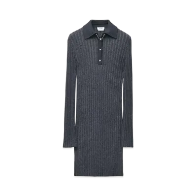 Alexander McQUEEN Rib Knit Mini Dress "DarkGray"
