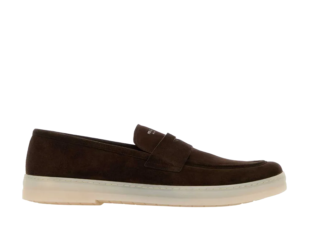 PRADA Dark Suede Loafers "Brown"