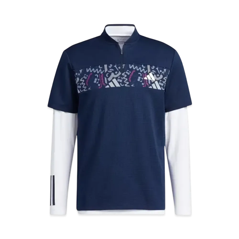 adidas Chest Print Layered Shirt "Collegiate Navy/White"