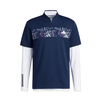 adidas Chest Print Layered Shirt "Collegiate Navy/White"