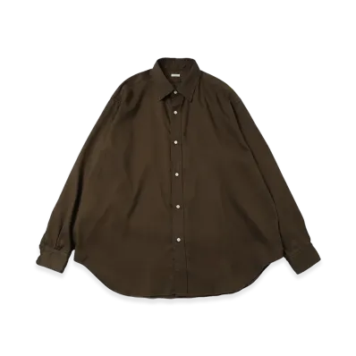 A.PRESSE Double Weave Twill Regular Collar Shirt "Dark Olive"