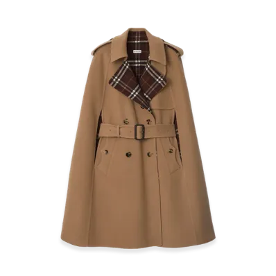 Burberry Women's Wool Belmont Trench Cape "Camel Brown/Treacle Brown"