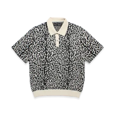 WACKO MARIA Leopard Jacquard Knit Polo Shirt "White"