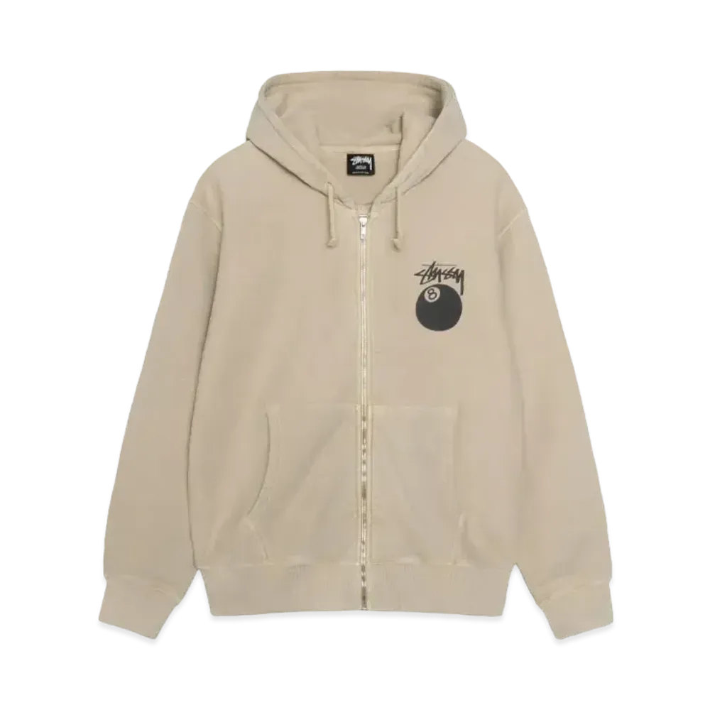 Stussy 8 Ball Pigment Dyed Zip Hoodie "Khaki" (FA24)