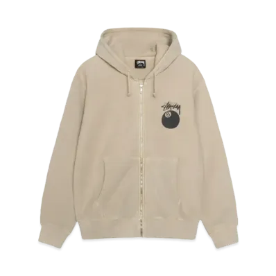 Stussy 8 Ball Pigment Dyed Zip Hoodie "Khaki" (FA24)