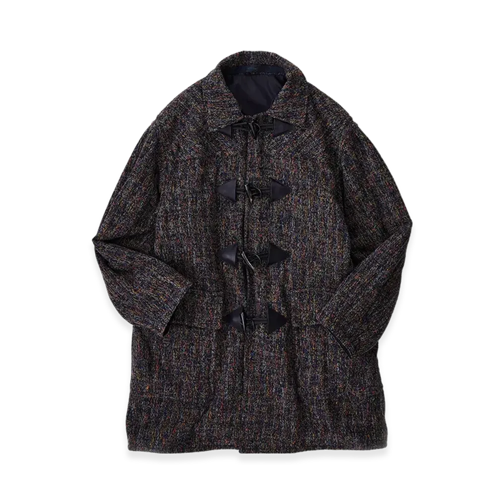 NICENESS Devolle Multi - Colored Kasuri Duffle Coat "Multi/Navy"