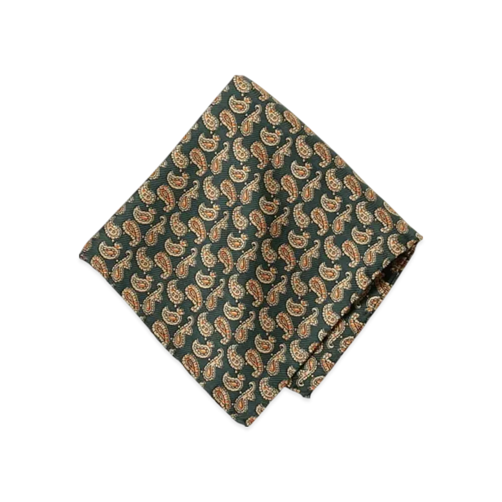 BEAMS BEAMS PLUS / Silk Mini Paisley Print Handkerchief "Green"