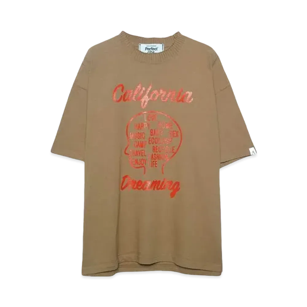 Perfect ribs (California Dreaming) Basic Short Sleeve T Shirts "Light Brown"