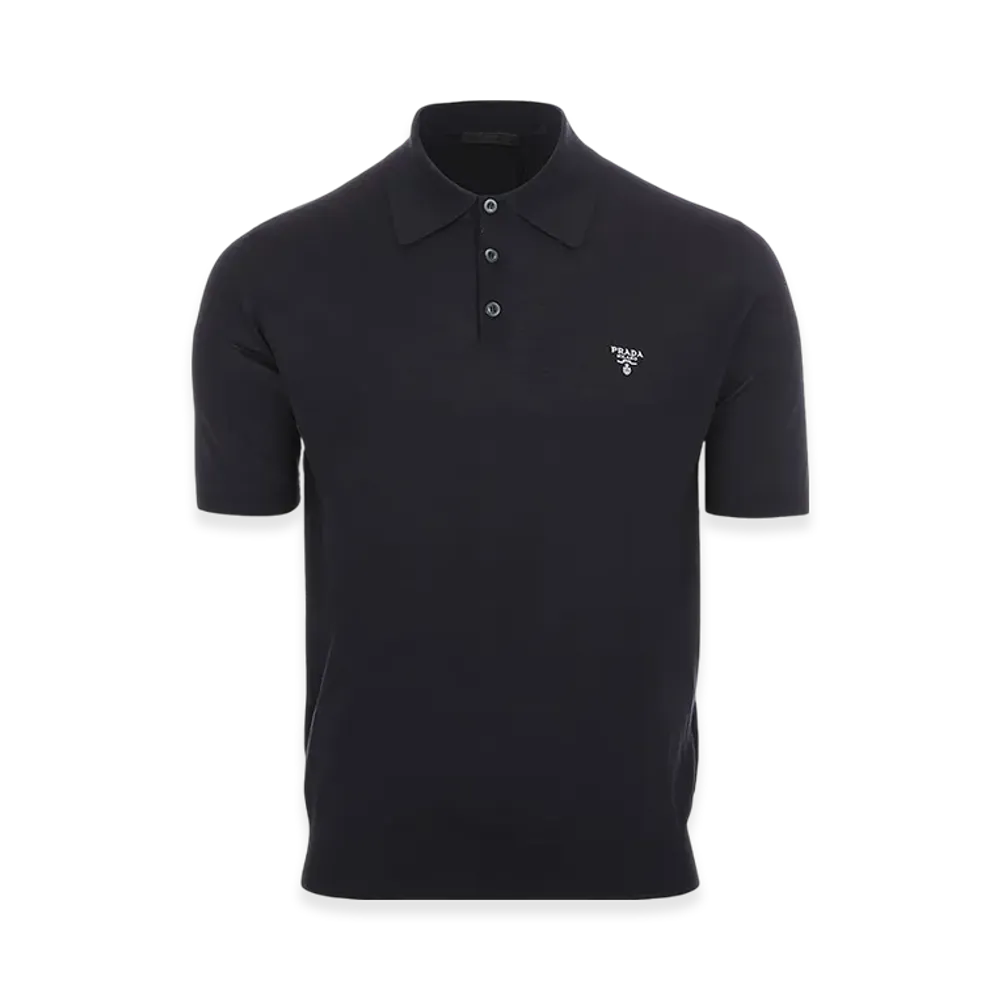 PRADA Superfine Wool Polo Shirt "Navy"