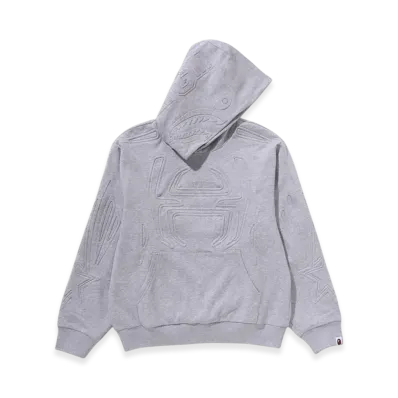 A BATHING APE Padded Shark Cropped Fit Pullover Hoodie "Gray"