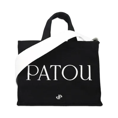PATOU Women's Canvas Small Tote Shopping Bag "Black"