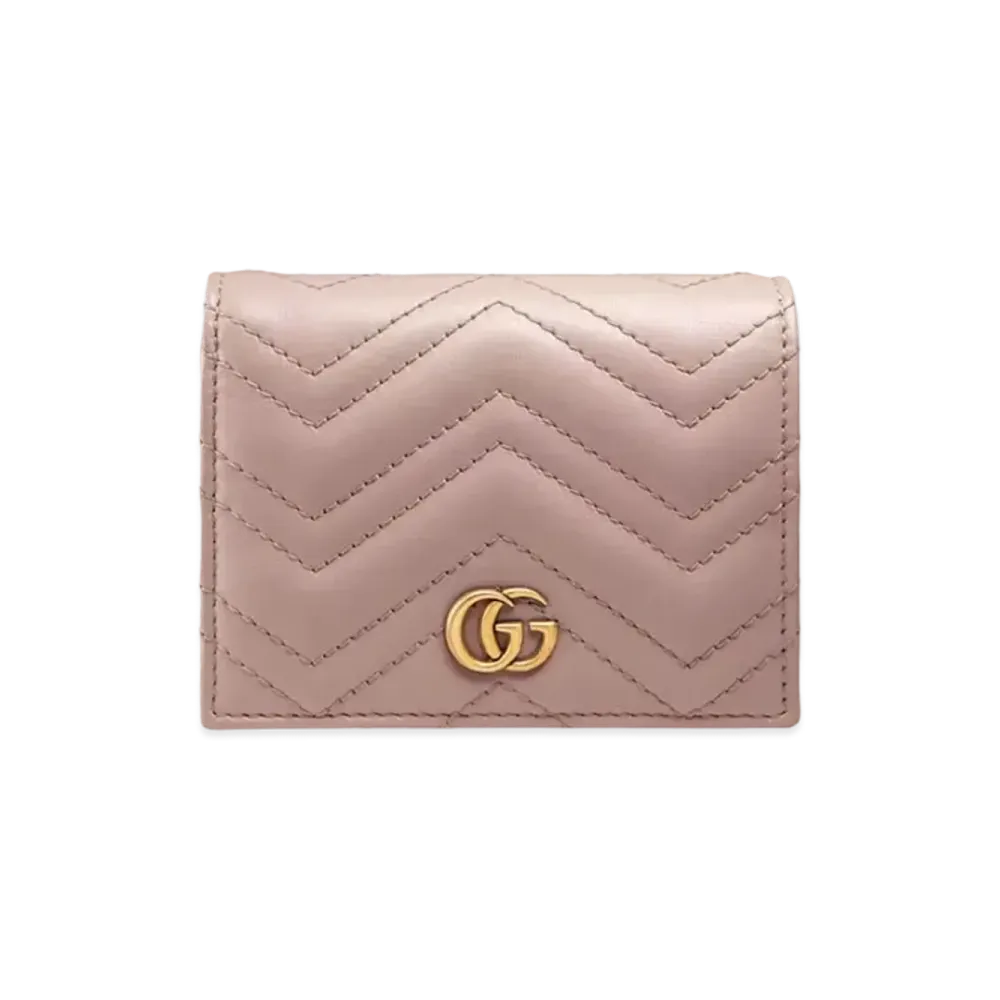 GUCCI GG Marmont Card Case Wallet "Beige"