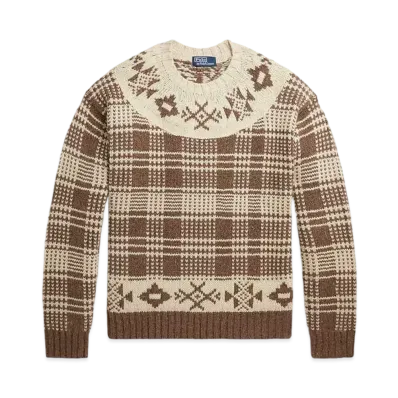 Polo Ralph Lauren Plaid Wool Linen Sweater "Brown"