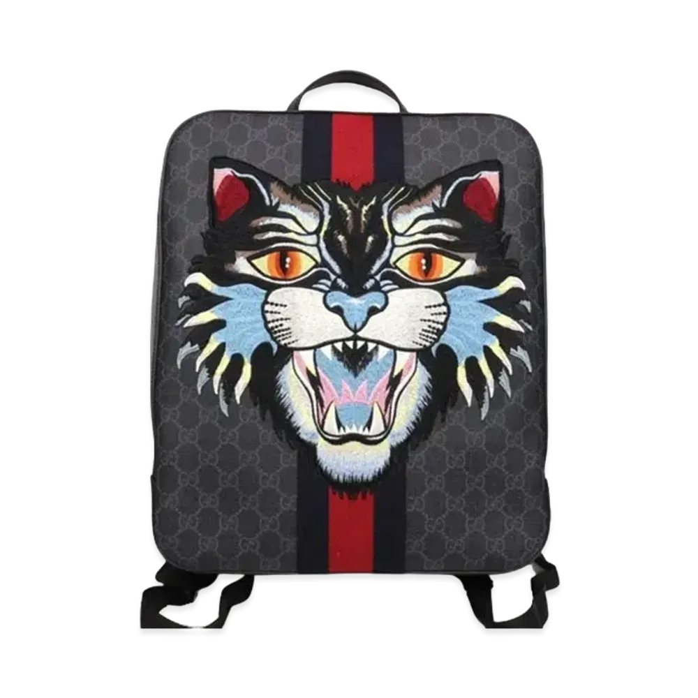 GUCCI Backpack Angry Cat GG Supreme "Black"